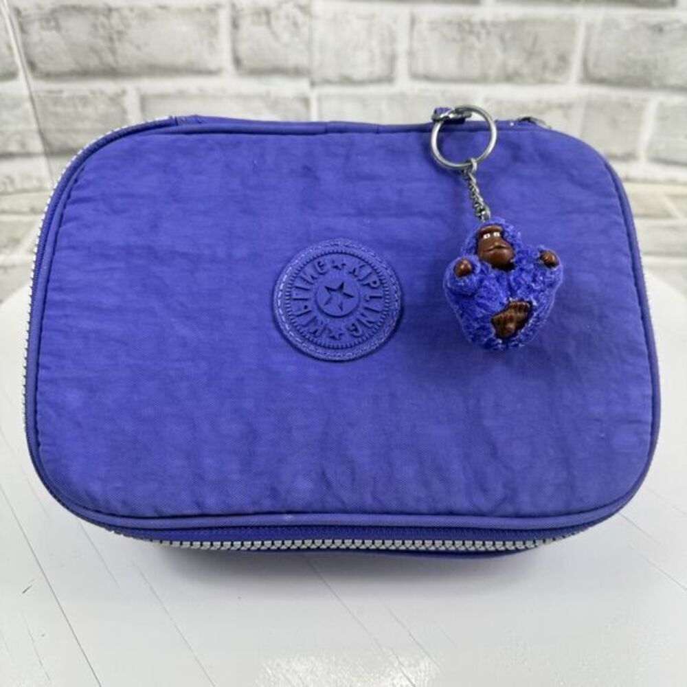 Kipling 101 Pens Case Make up Case Clutch Polyamide Purple with Charm